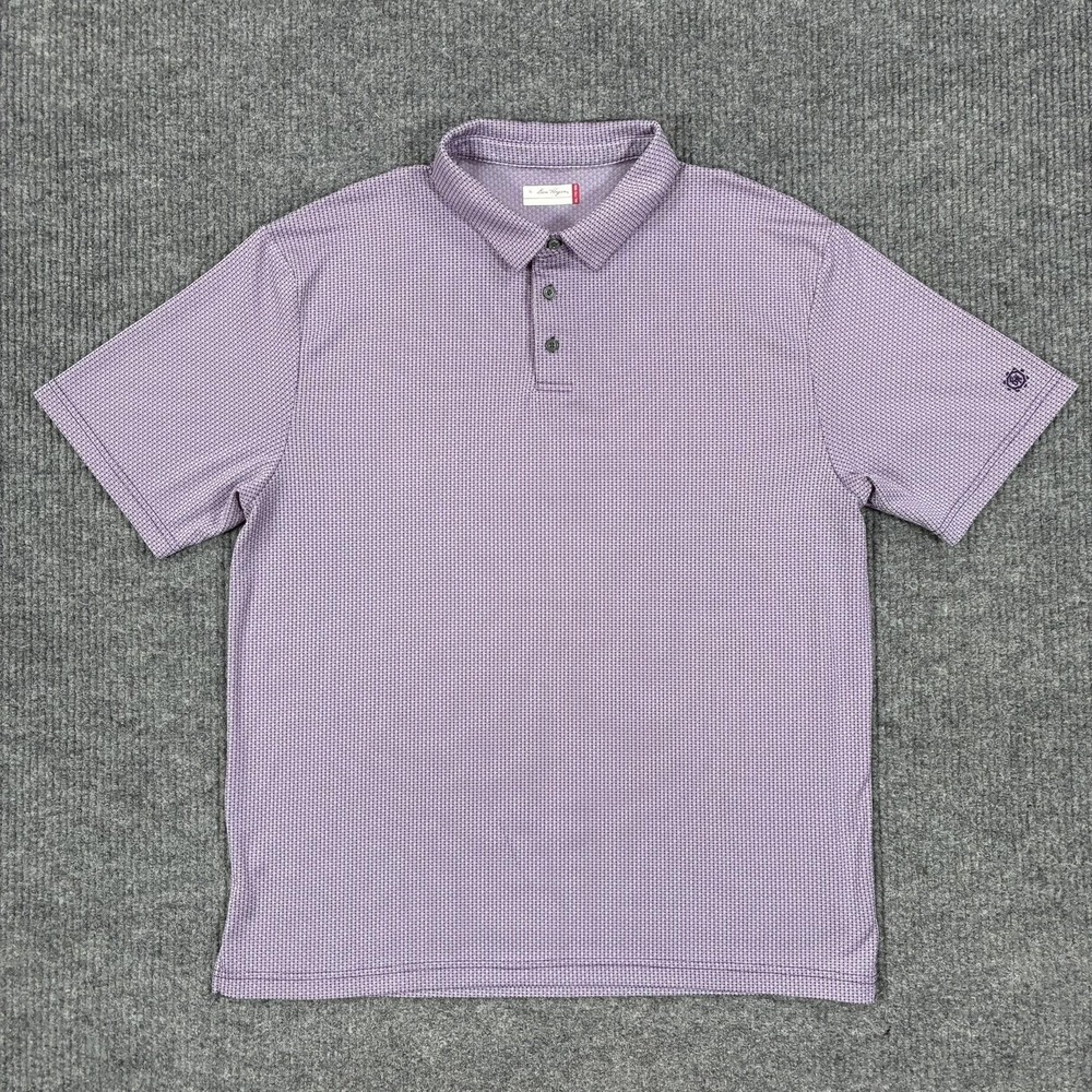 Ben Hogan Polo Shirt Mens Size 2XL Purple Geometric Knit Golf Short Sleeve